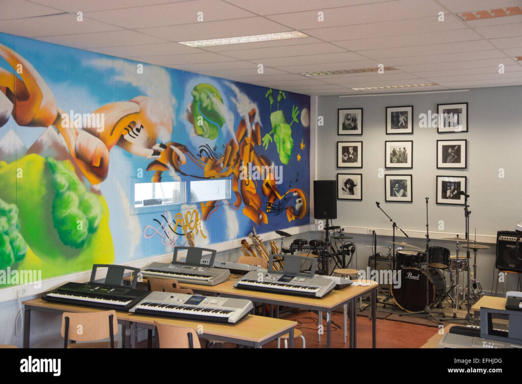 empty music classroom at school in holland efhjdg